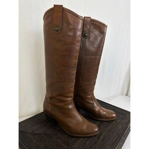 Frye Jackie Button 76575 Women's Brown Leather knee High Pull On Boots Size 7B